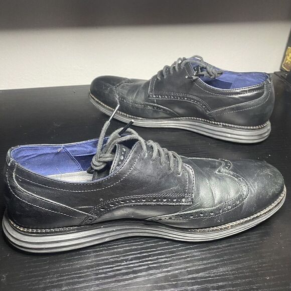 Cole Haan OriginalGrand Wingtip Oxford Black Leather Shoes C27984 Mens Size 9.5 - Picture 7 of 10
